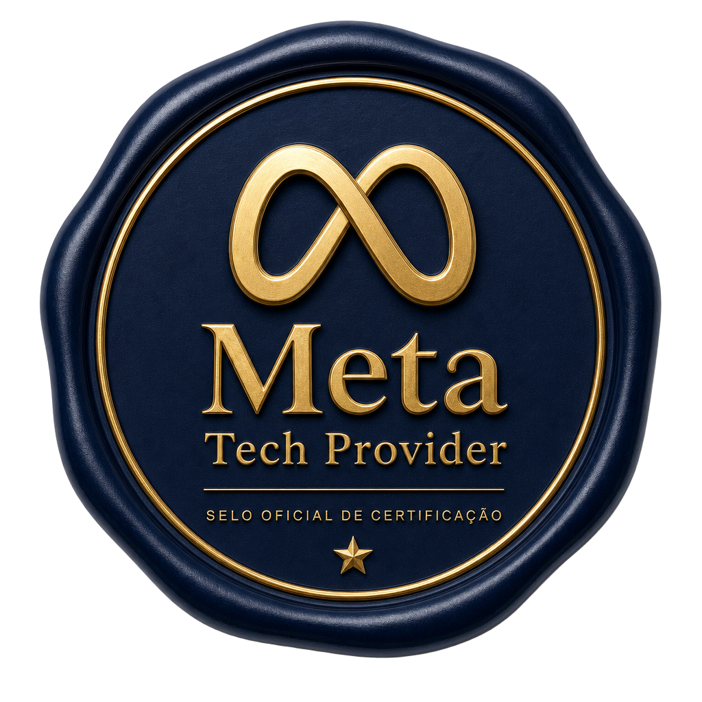 Selo oficial de certificação Meta Tech Provider — parceiro oficial Meta